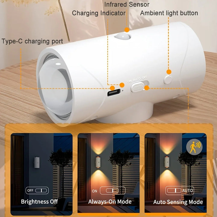 Rechargeable Motion Sensor LED Wall Light – Dimmable & RGB Ambient Glow