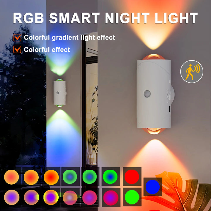 Rechargeable Motion Sensor LED Wall Light – Dimmable & RGB Ambient Glow